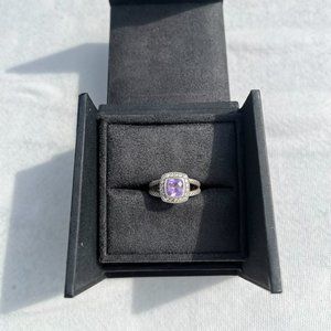 Petite Albion® Ring with Amethyst and Pavé Diamonds